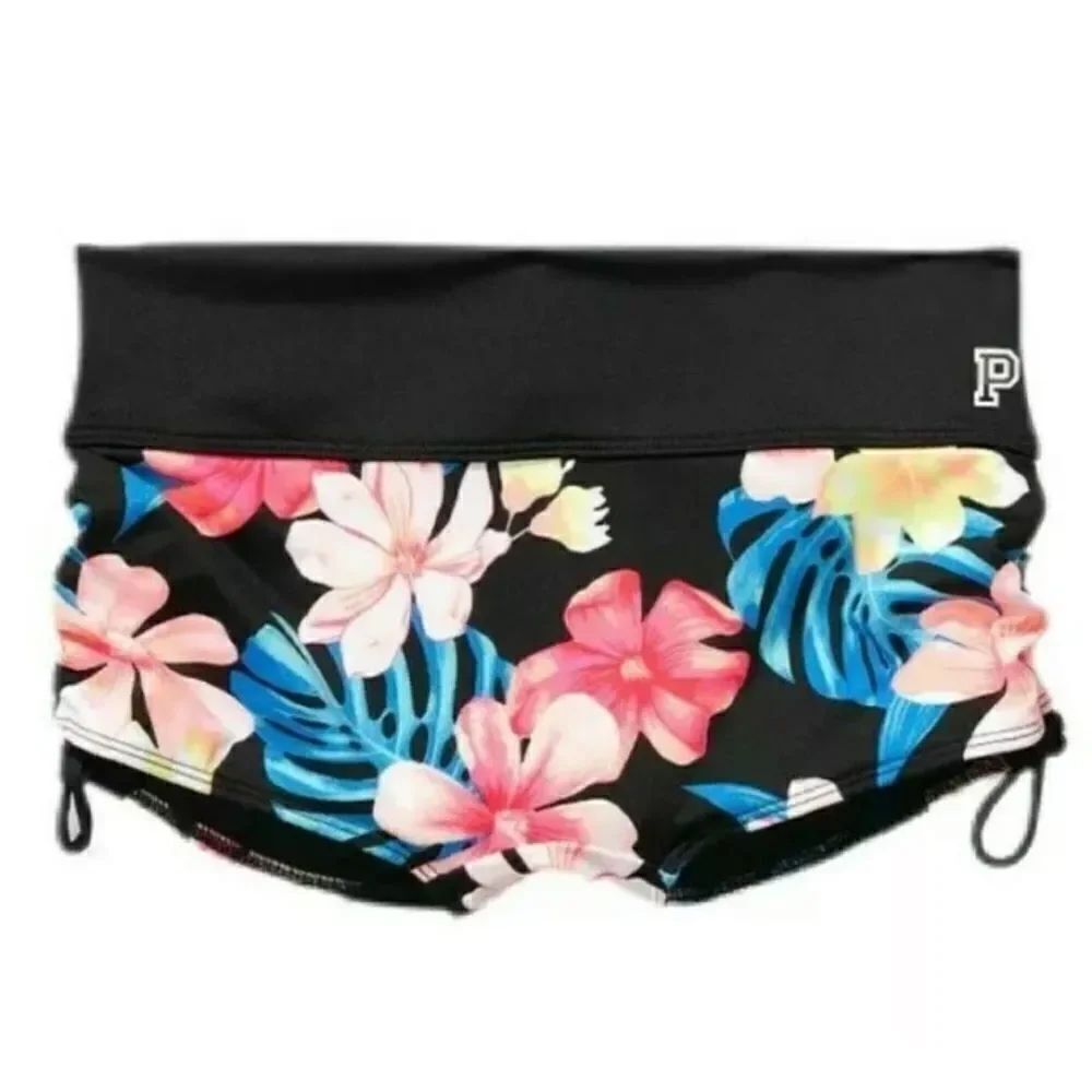 Victoria’s Secret Pink Ultimate Gym to Swim Sports Shortie Black floral S M